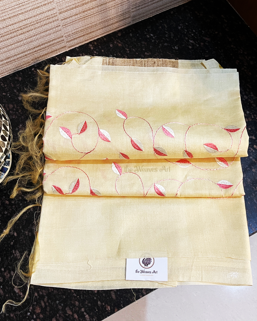 Corn Silk Color Bhagalpuri Pure Tussar Silk Embroidery Saree