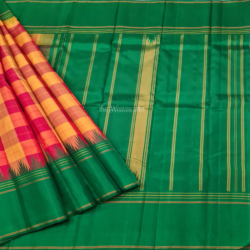 Handwoven Korvai Kanchipuram Paalum Pazhamum Silk Saree