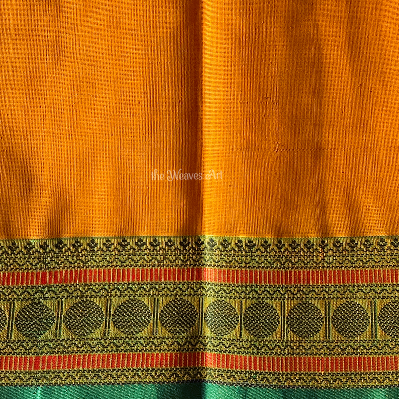 Tangerine Orange Boly Butta Handloom Kanchi Cotton Saree