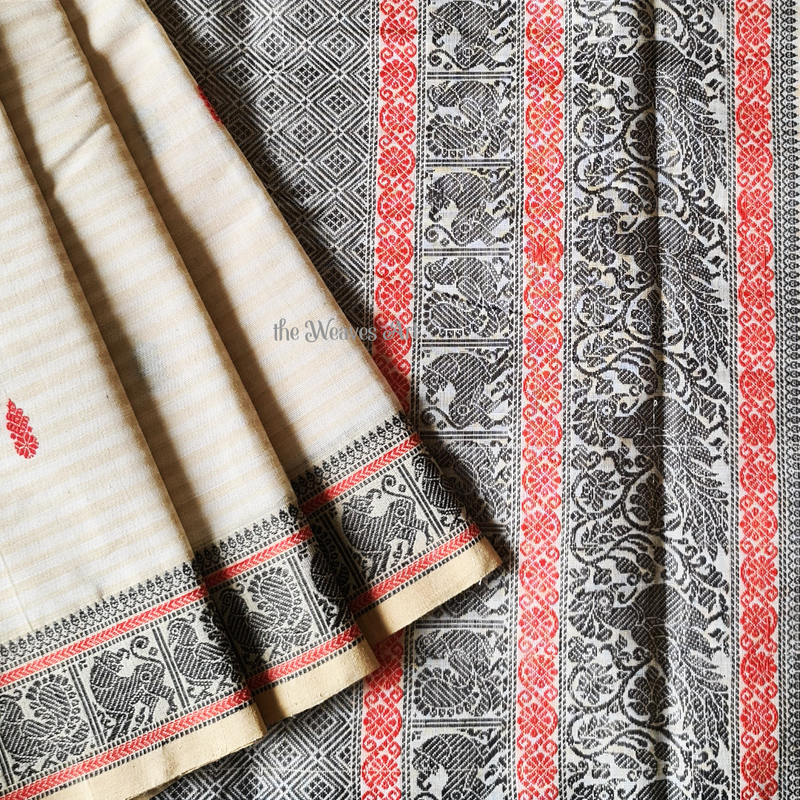 Handloom Vazhaipoo Stripes Kanchi Cotton Saree