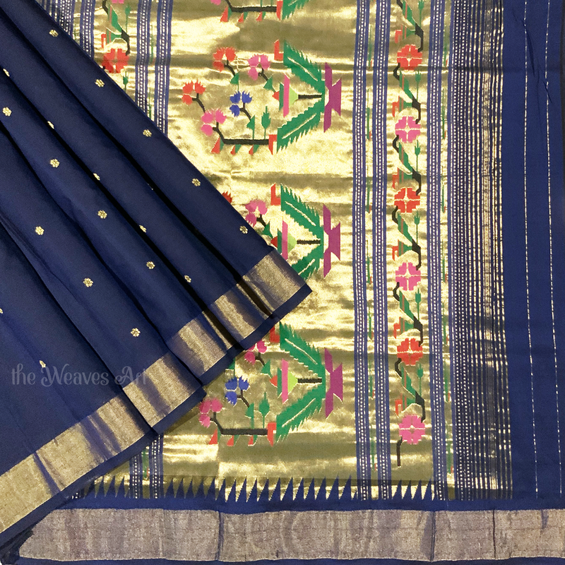 Hand-woven Asawali Paithani Cotton Saree