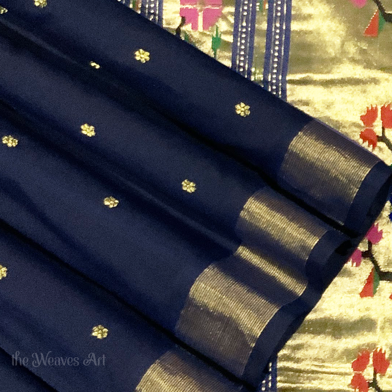 Hand-woven Asawali Paithani Cotton Saree