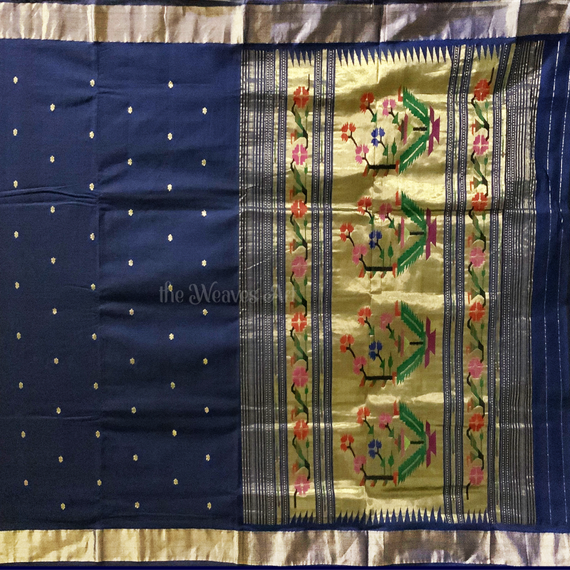 Hand-woven Asawali Paithani Cotton Saree