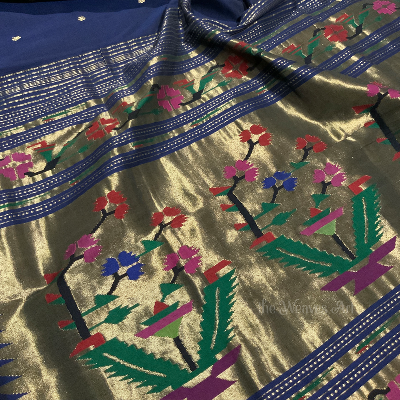 Hand-woven Asawali Paithani Cotton Saree