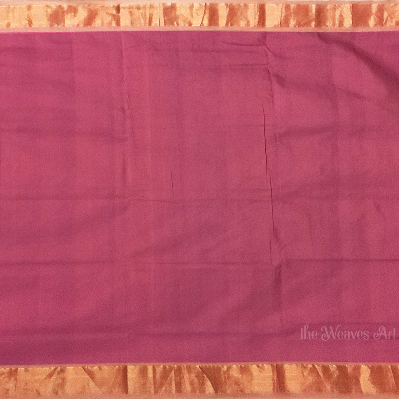 Rose Pompadour Handwoven Traditional Mor Paithani Cotton Saree