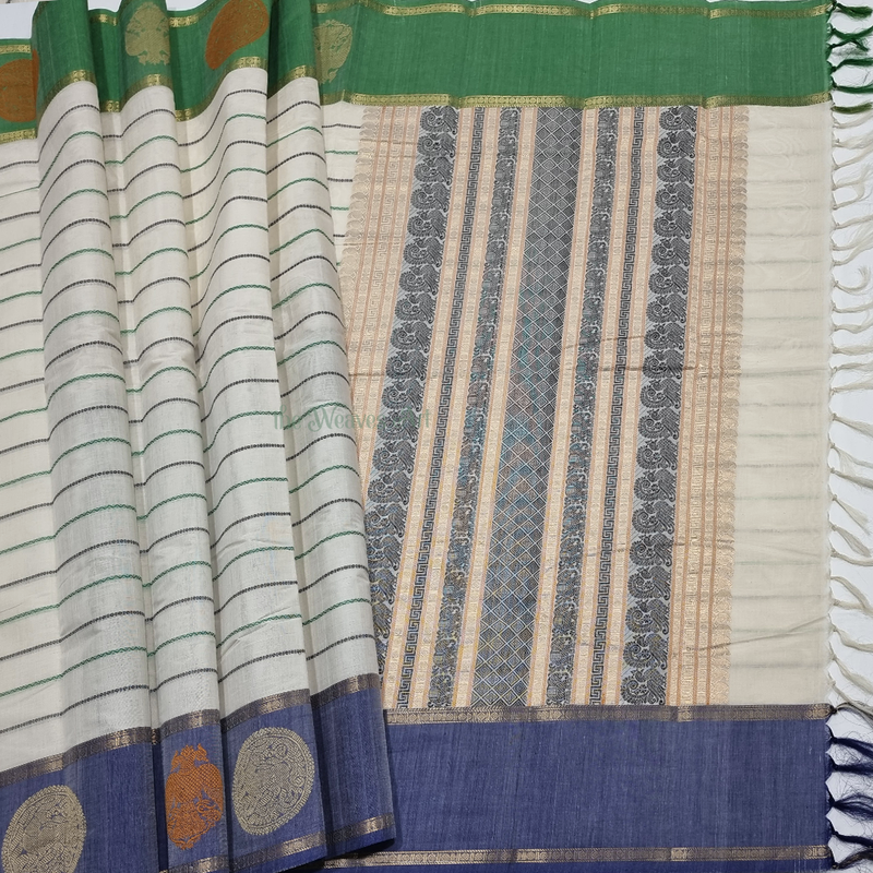 Zari Kanchi Cotton Saree with Ganga-Jamuna Border