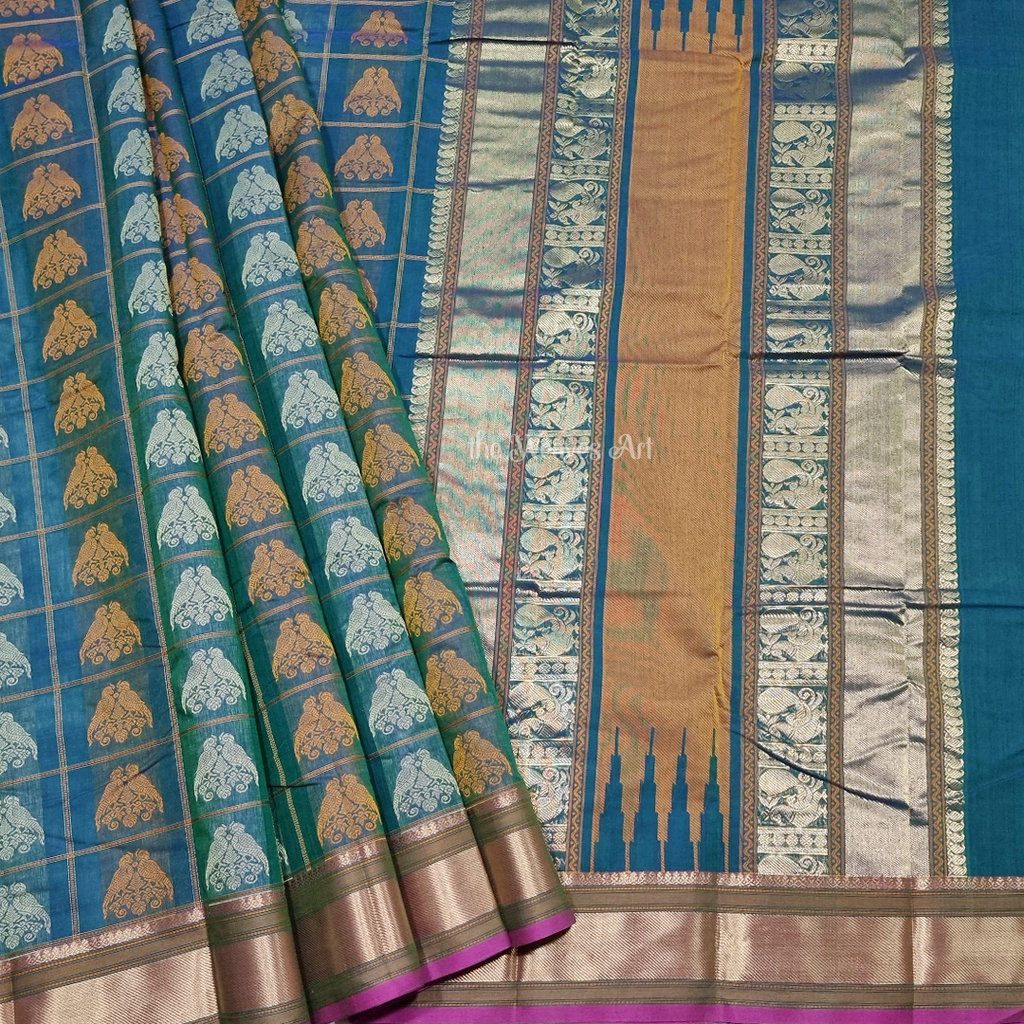 Zari Retta Kili 1000 Butta Kanchi Cotton Saree